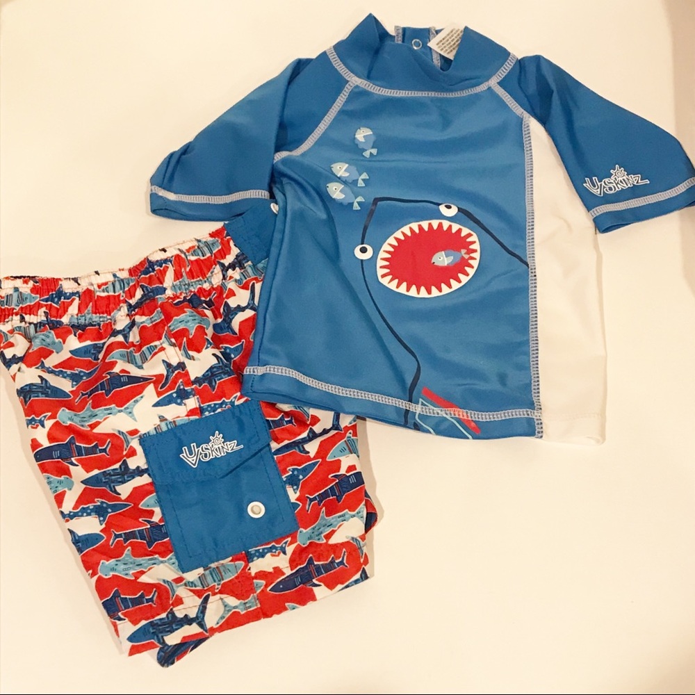 UV Skinz Two Piece Boys Shark Swimwear 18 Months